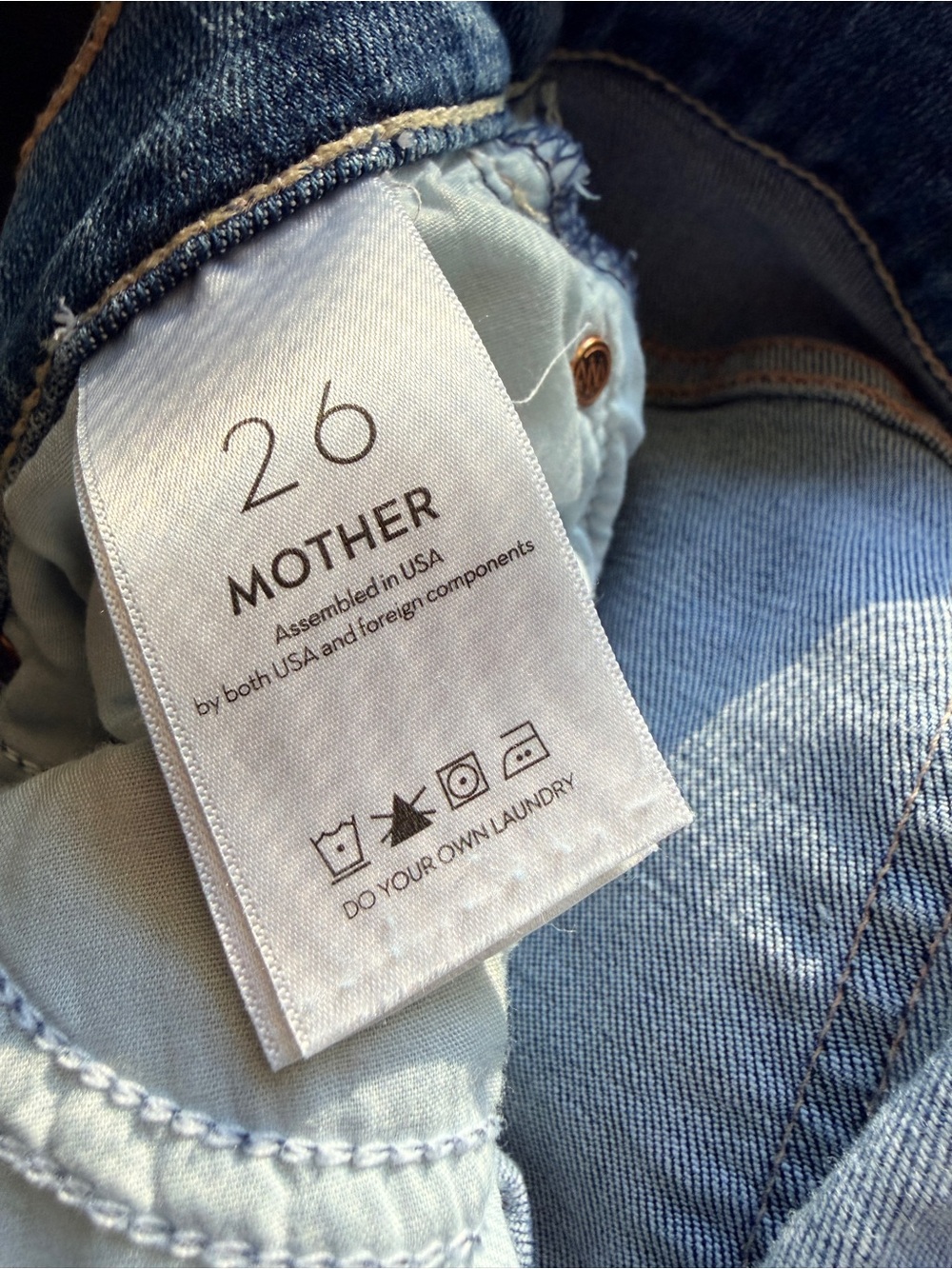 MOTHER Women’s Blue Relaxed Denim Jeans, Fray Cropped Sz 26 - Picture 4 of 8